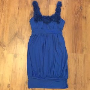 Rampage blue flower embellished bubble hem mini M